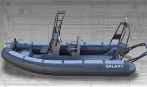 GALAXY PILOT P5 is a mid-size professional rigid inflatable boat (RIB), 500cm (16’5”) long.