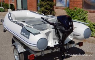 GALA 9’10” long, rigid inflatable boat Atlantis A300D: general view on trailer.